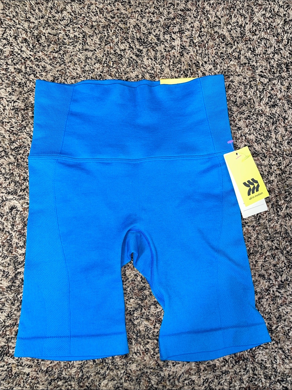 all in motion Bright Blue High Rise Core Seamless Ribbed Bike Shorts S NWT
